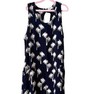 Womens Navy / White Tropical Print Dress Size M